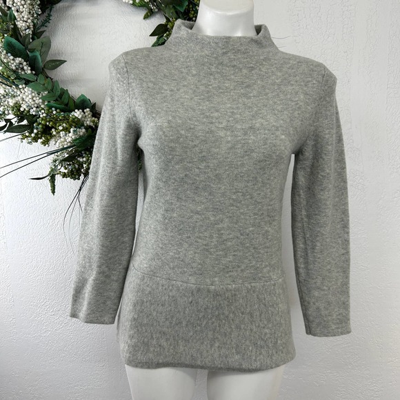 Ann Taylor Gray Mock neck peplum sweater - Picture 2 of 7